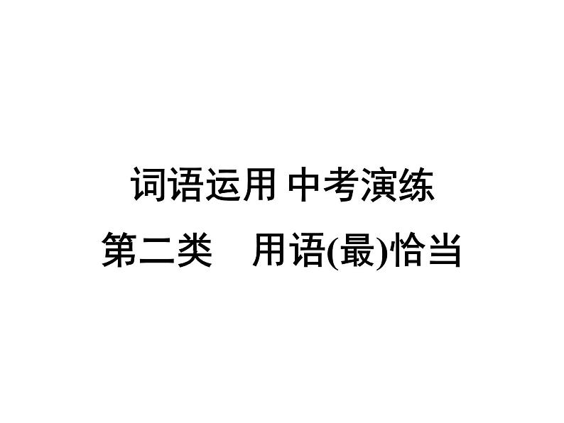 2022年广东省中考总复习词类运用演练第2类：用语(最)恰当课件（共21张PPT）第1页