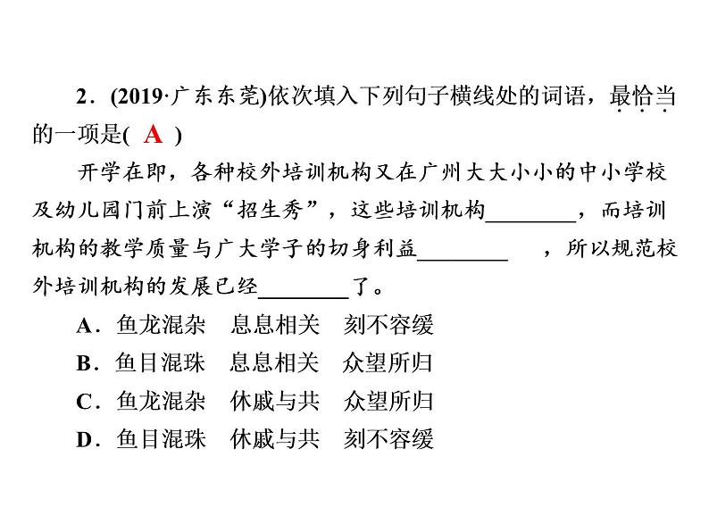 2022年广东省中考总复习词类运用演练第2类：用语(最)恰当课件（共21张PPT）第4页