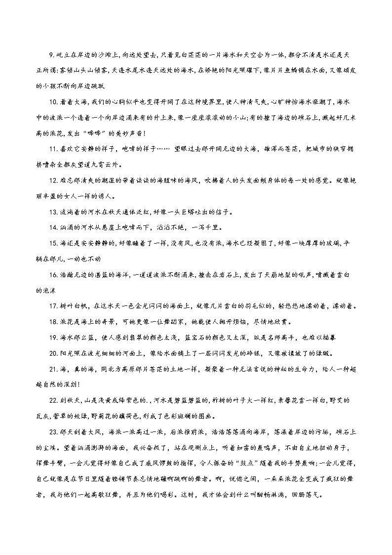 14 大海-备战2022年中考作文写景优美句子摘抄02
