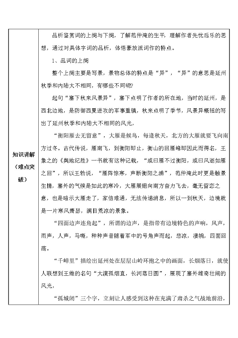 人教版（部编版）初中语文九年级下册  12.词四首 渔家傲∙秋思    教案第2页