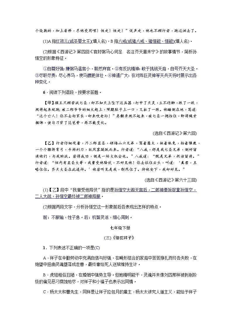 2022年四川省中考语文一轮复习对应练习15　名著阅读(14篇)第3页