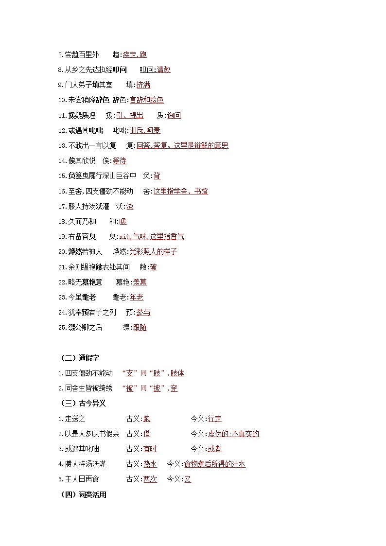 专题05 《送东阳马生序》知识点梳理（解析版）-备战2022年中考语文课内文言文知识点梳理+三年真题训练（部编版）第2页