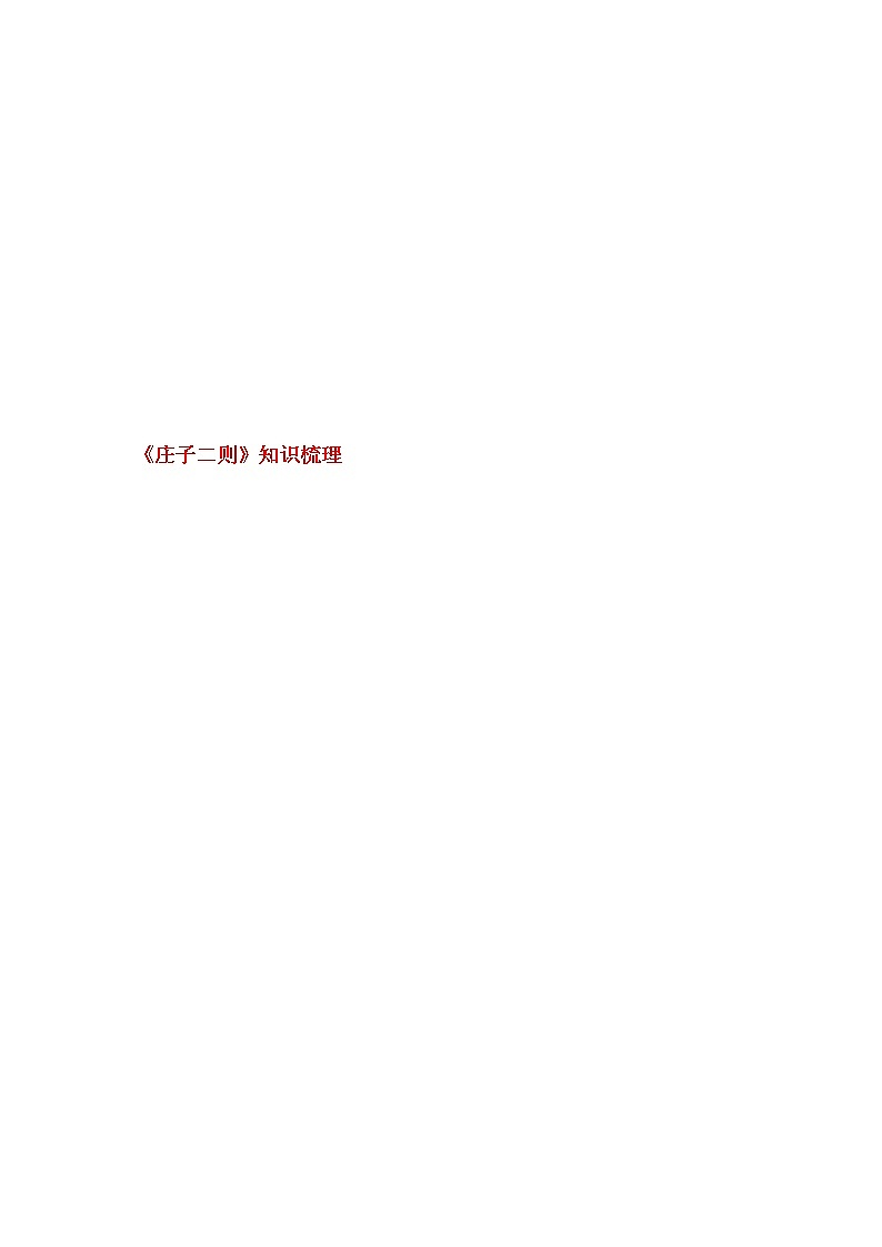 专题28 《庄子二则》知识点梳理（原卷版）-备战2022年中考语文课内文言文知识点梳理+三年真题训练（部编版）第1页