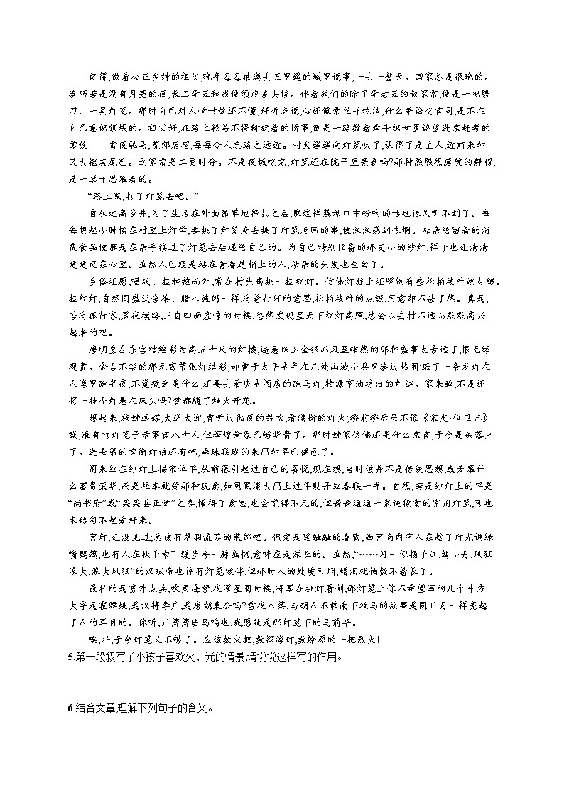 统编版八年级下册语文 4  灯笼 课课练02