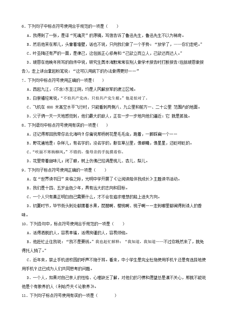 2022年中考语文二轮标点符号专项复习试题（原卷版）第2页
