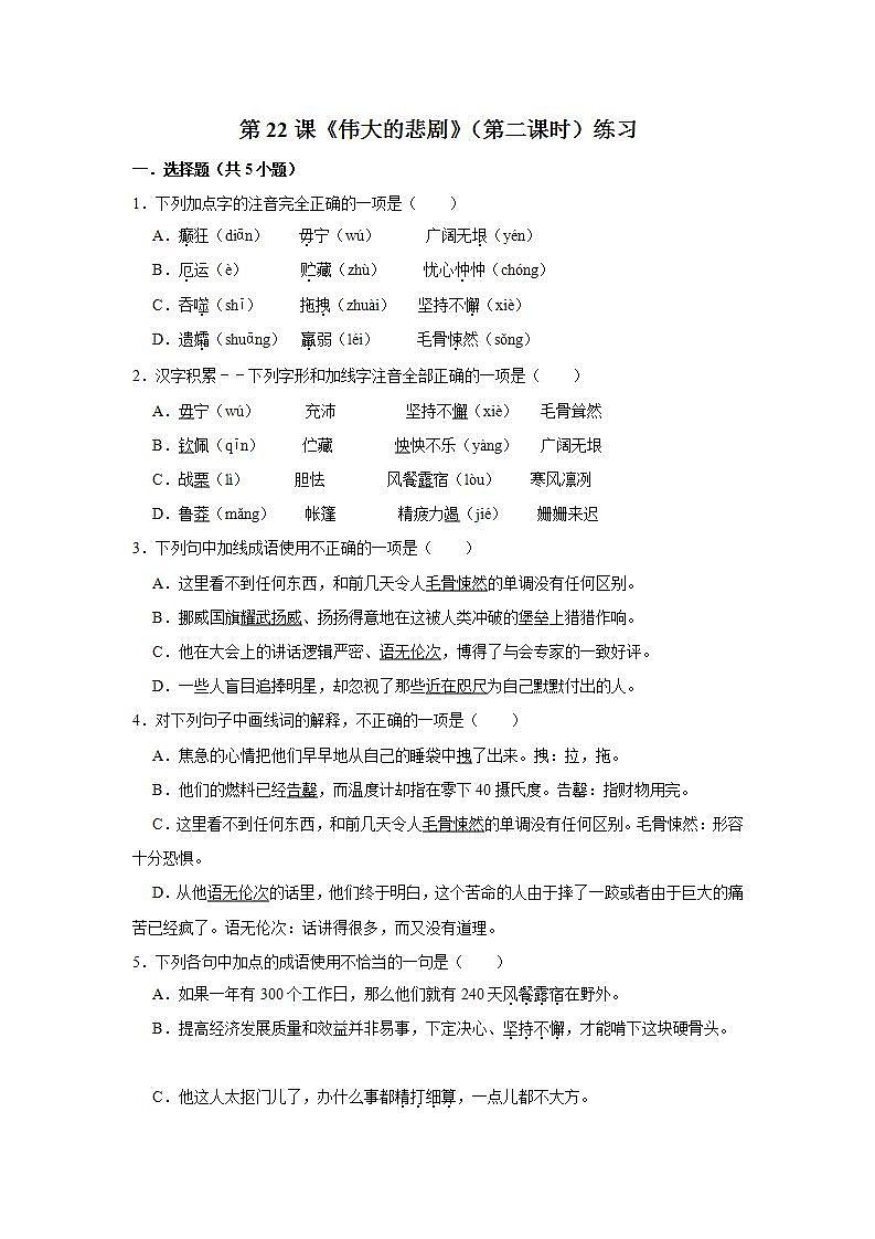 第22课《伟大的悲剧》（第二课时） 课件+教案+练习+学案01