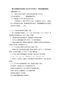 湖北省襄阳市谷城县2020年九年级中考语文一模试卷及答案