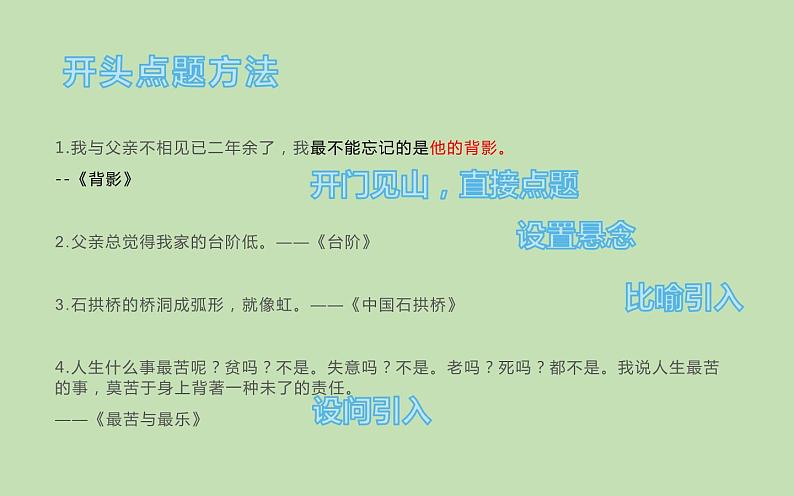 人教版（部编版）初中语文八年级下册  写作如何点题  复习课件第6页