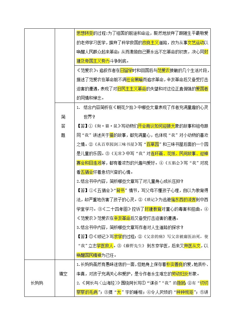 朝花夕拾（解析版）-2022年中考语文名著阅读易考点第3页
