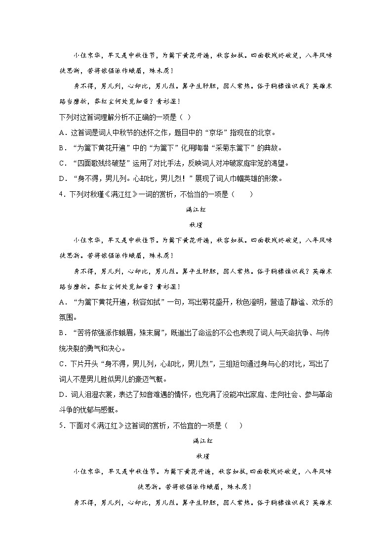 《满江红·小住京华》练习第2页