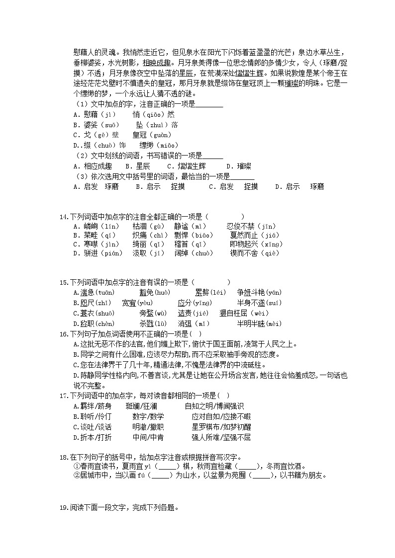 2022年中考语文二轮专题复习《字音字形与词语》五(含答案)第3页