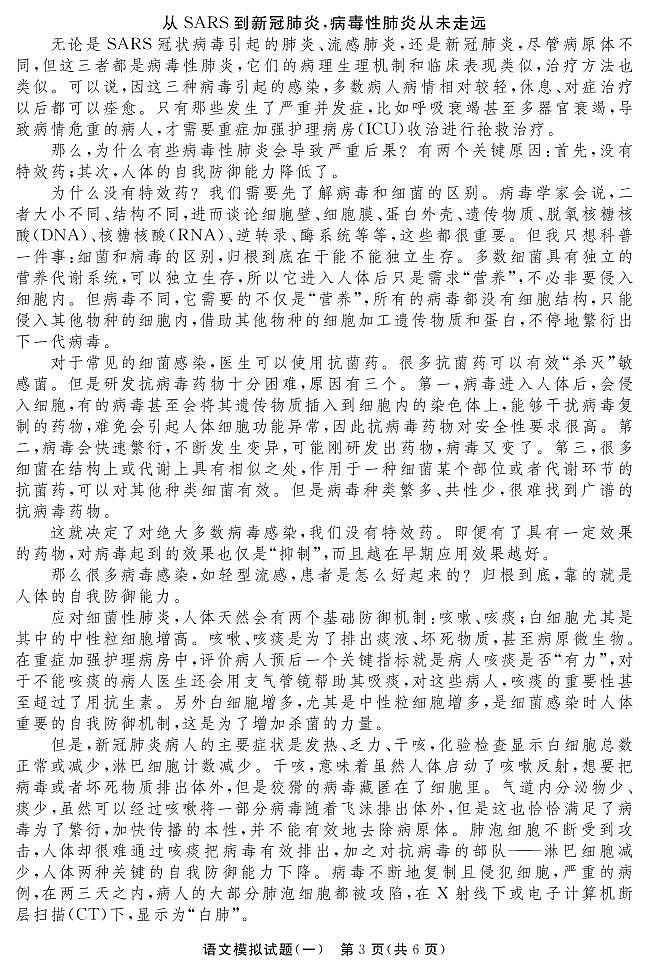 2021年山东省聊城市东阿县中考一模语文试题（无答案）第3页