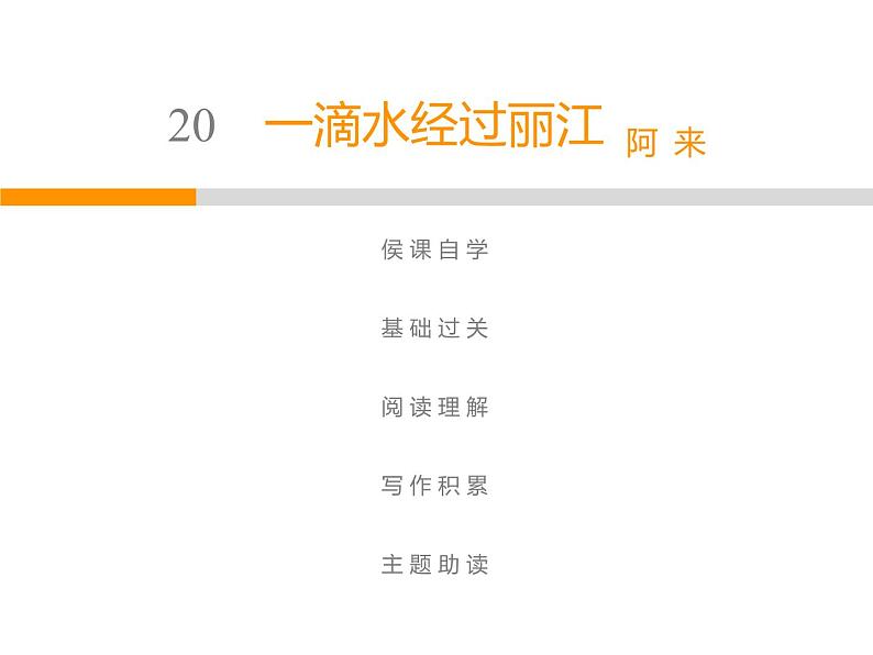 人教部编版八年级语文下册教学课件：第5单元 20 一滴水经过丽江(共41张PPT)01