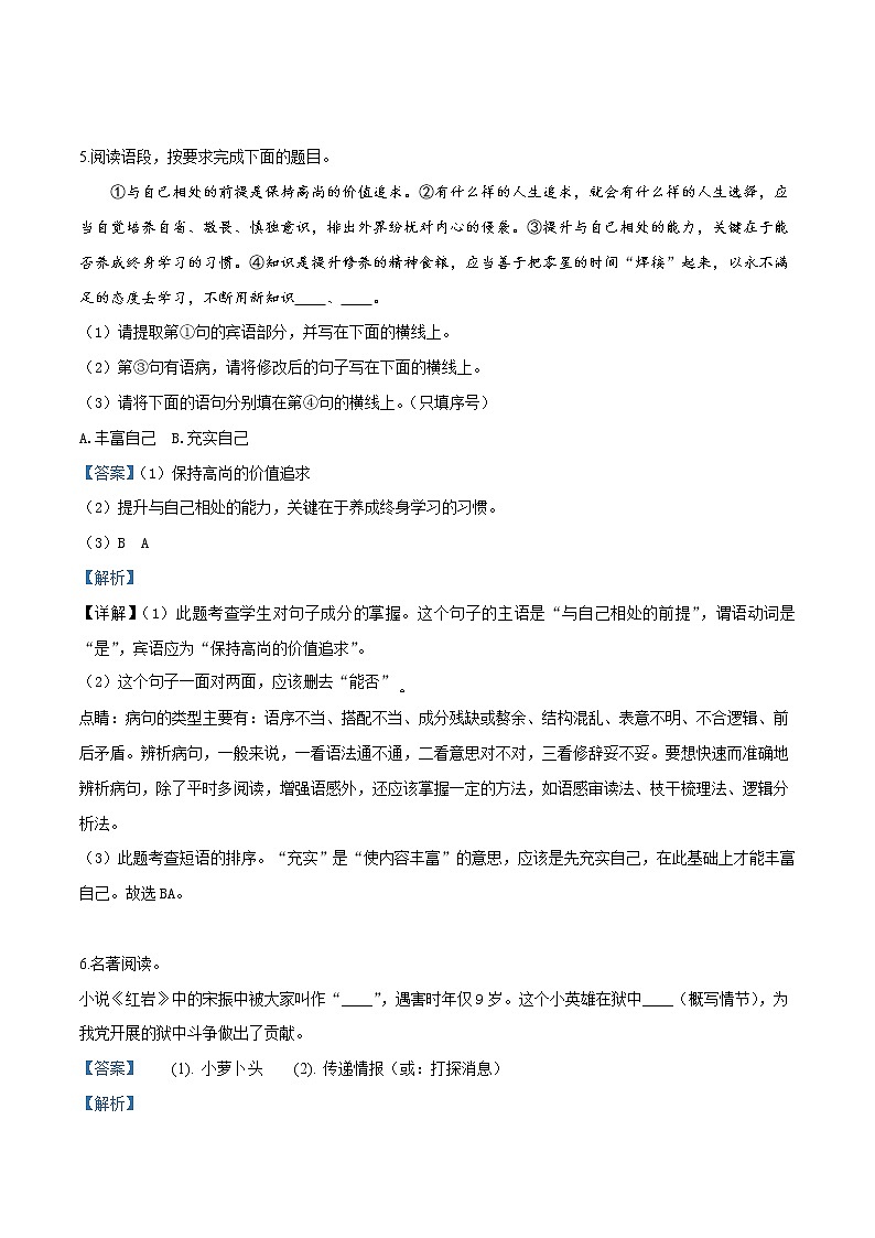 2019年陕西省中考语文试题（解析版）第3页