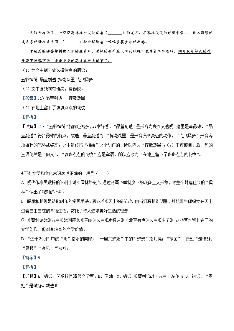 2019年江苏省徐州市中考语文试题（解析版）02