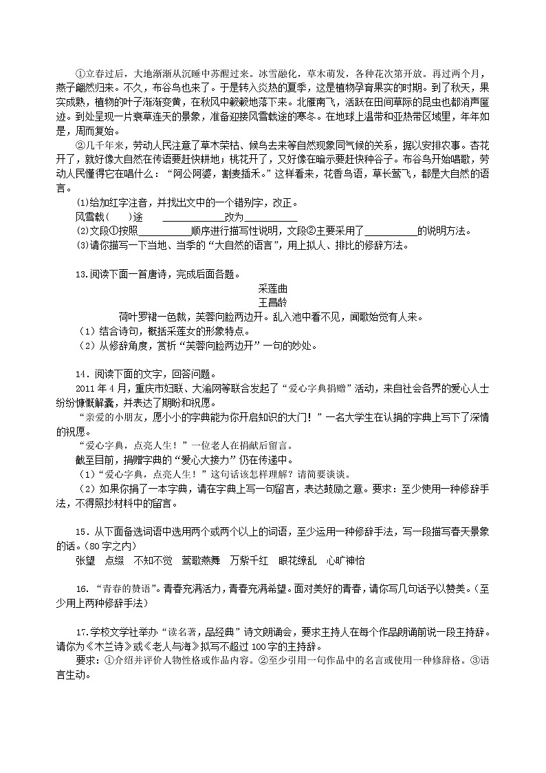 06中考总复习——常见修辞方法  巩固练习第3页
