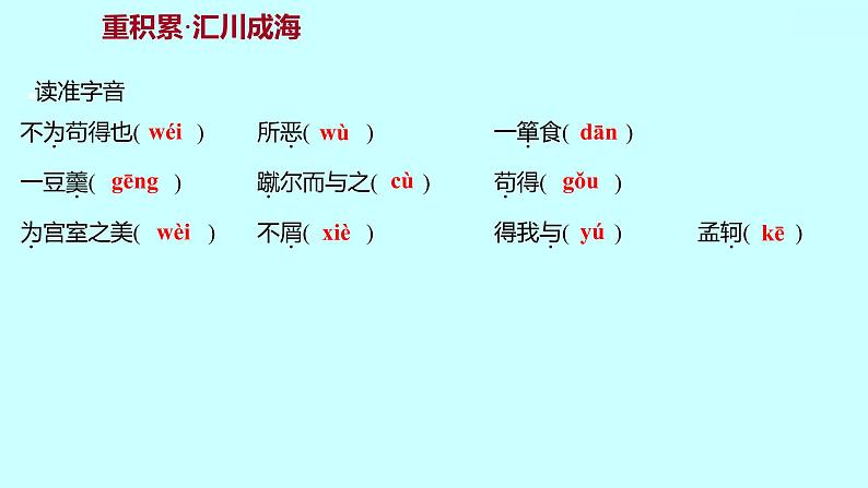 2022 人教版语文 九年级下册 第 三 单 元 第9课鱼我所欲也 课件03