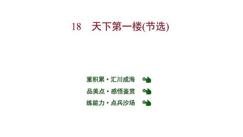2022 人教版语文 九年级下册 第 五 单 元 第18课天下第一楼（节选） 课件第1页