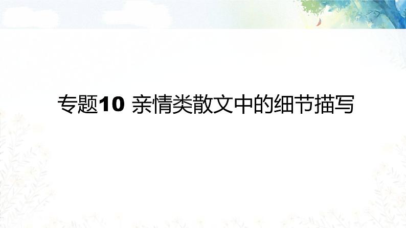 专题10  亲情类散文中的细节描写 课件PPT+教案01