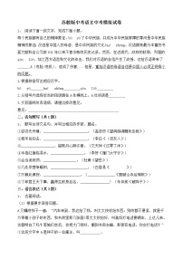 苏教版中考语文中考模拟试卷三（含答案）