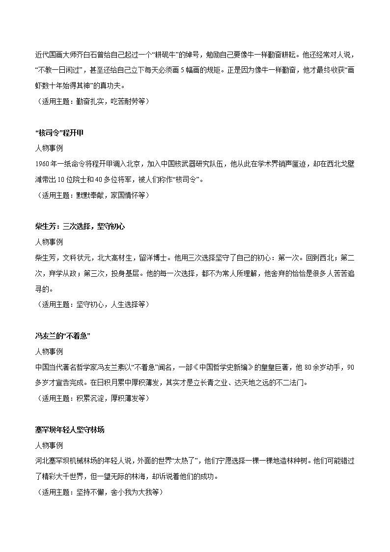 专题10  20个小众又出彩的高分人物素材+中考作文欣赏-2022年中考语文作文素材积累及练习第2页