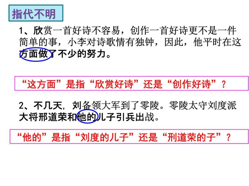 2022年中考语文二轮复习：《修改病句之表意不明》课件（共17张PPT）08