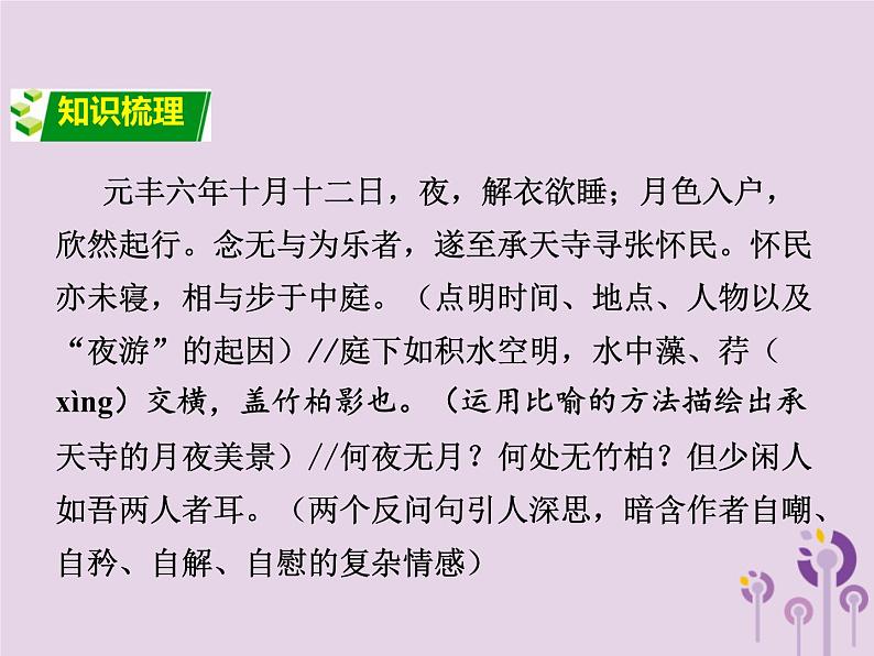 中考语文二轮复习文言文阅读《记承天寺夜游》课件（含答案）第2页