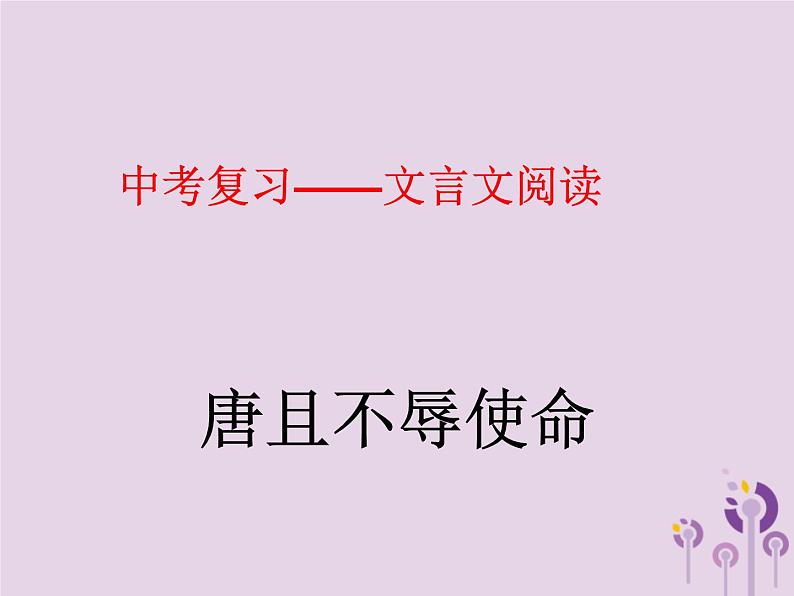 中考语文二轮复习文言文阅读《唐雎不辱使命》课件（含答案）第1页