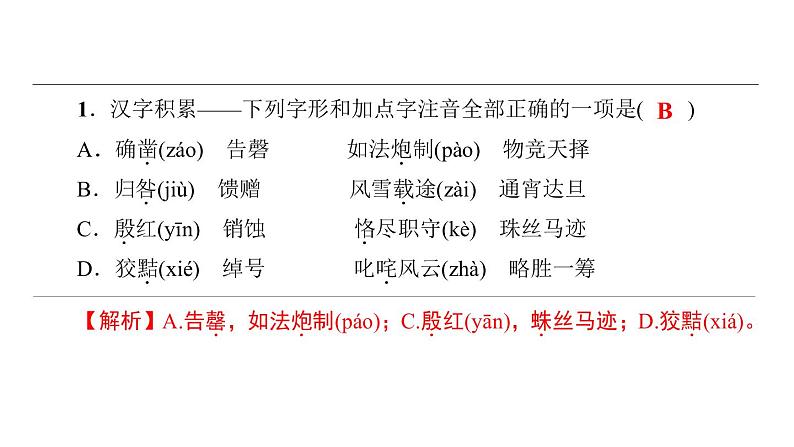 中考语文二轮专题复习训练01《汉字积累》课件（含答案）第2页