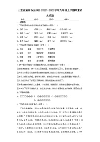 山东省滨州市无棣县20221-2022学年九年级上学期期末语文试题（word版 含答案）