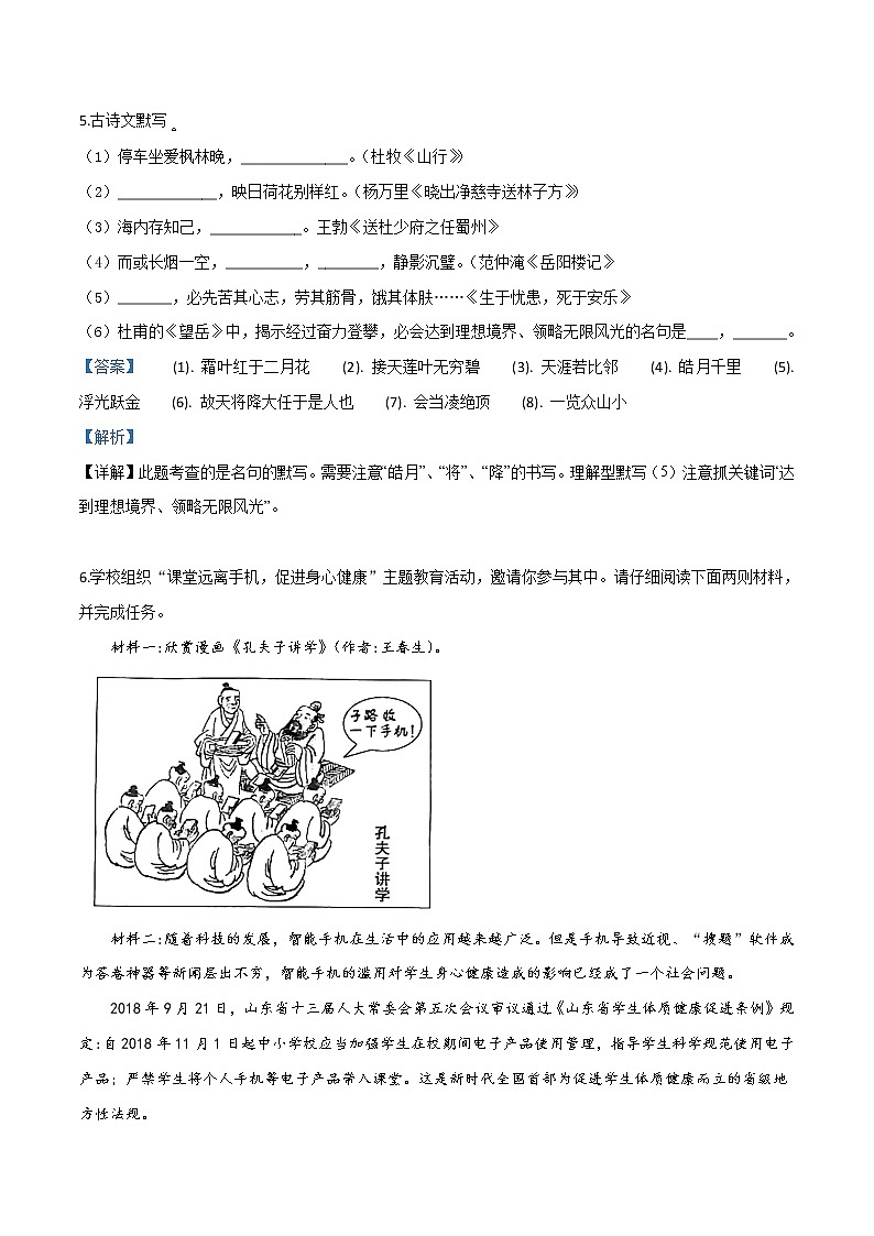 2019年山东省枣庄市中考语文试题（解析版）03