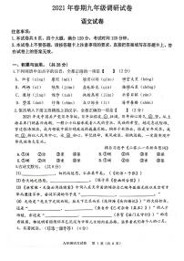 河南省南阳市镇平县2020－2021学年下学期调研测试九年级语文试卷（扫描版）