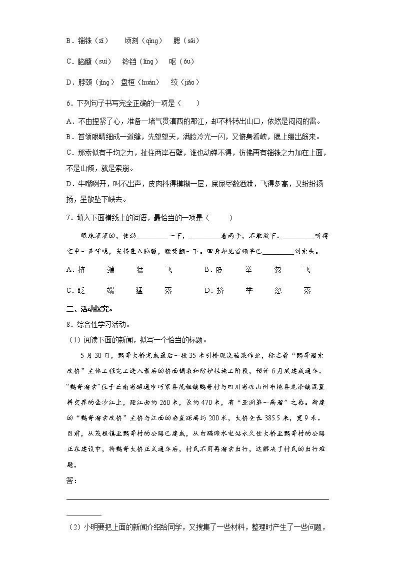部编版语文九年级下册溜索同步练习02