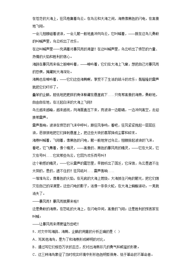 部编版语文九年级下册海燕同步练习03