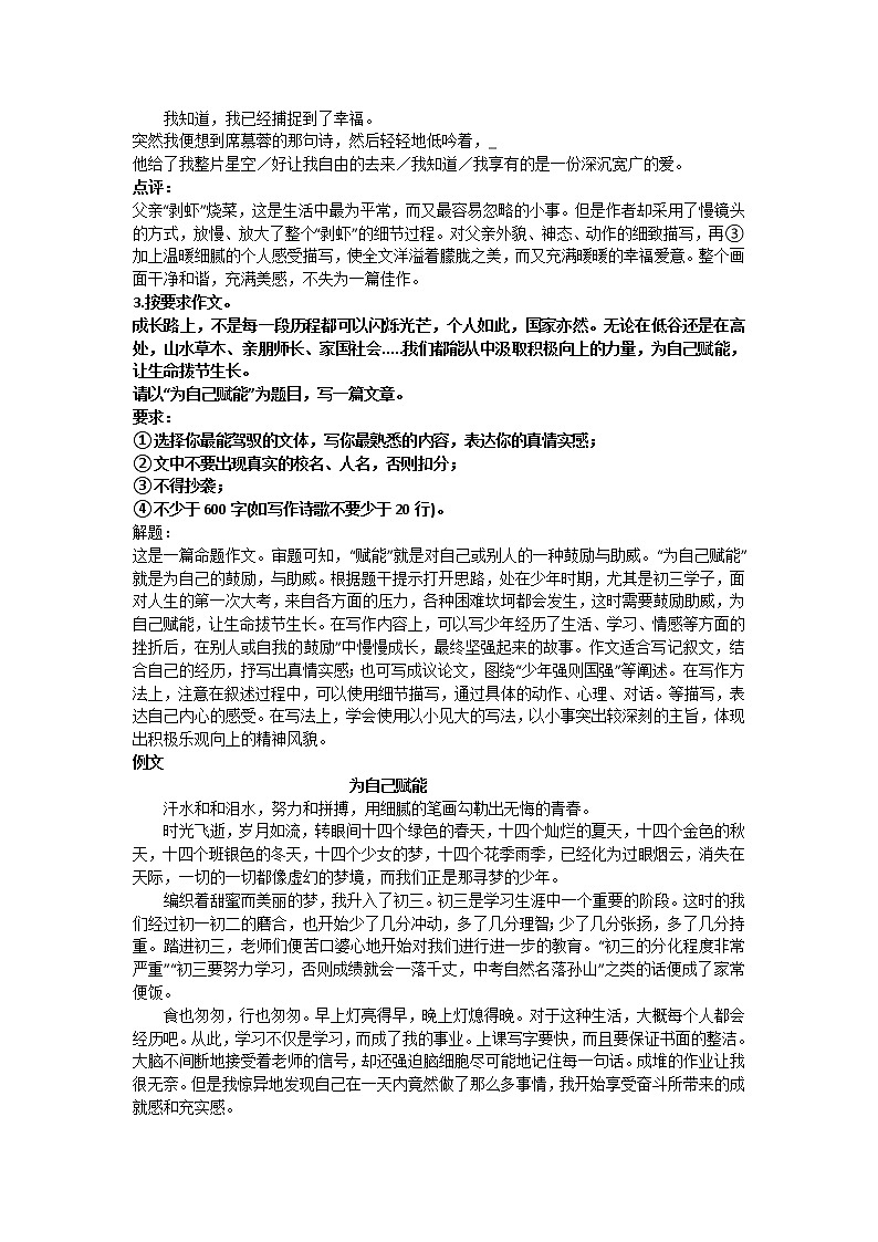 2022年中考作文训练（二）（word版含答案）第3页