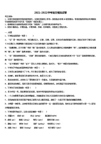 2021-2022学年安徽省太湖县中考语文对点突破模拟试卷含解析
