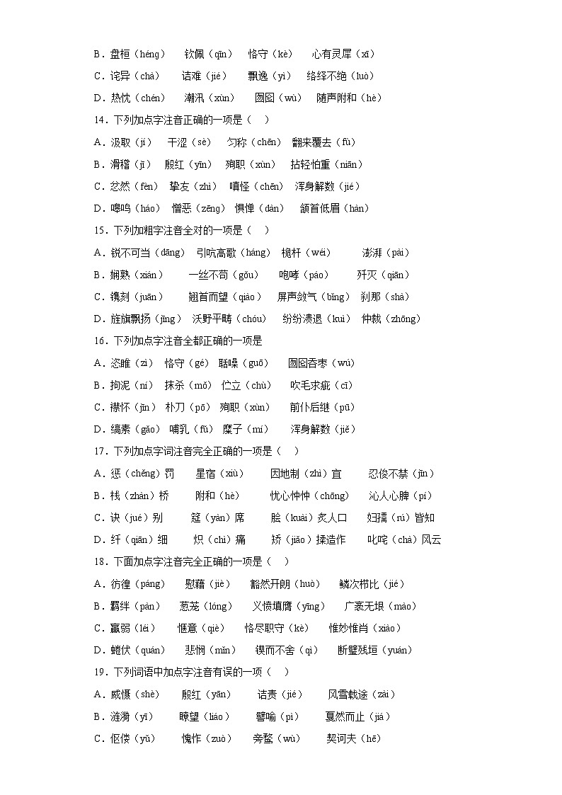 2022年中考语文二轮专题复习：字音第3页