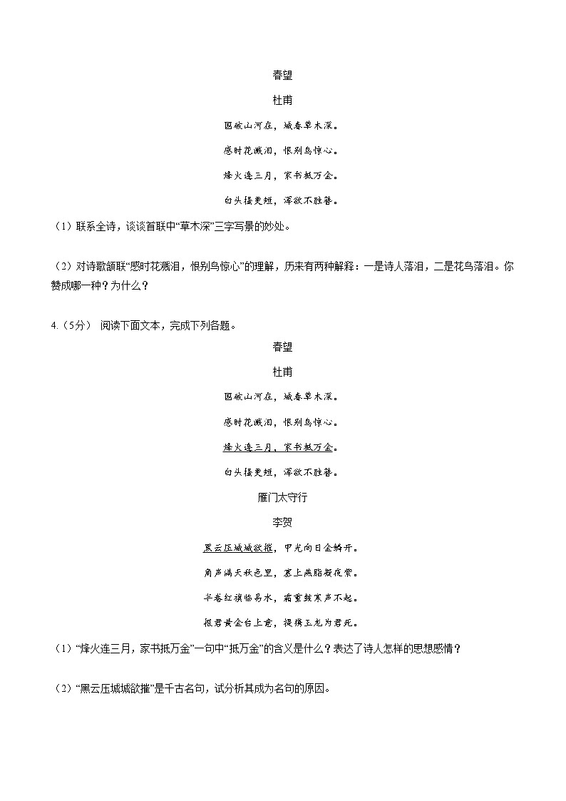 专题14：爱国忧民类诗歌复习（模拟专练）2022年中考语文二轮复习讲练测第2页
