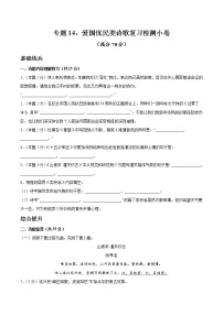 专题14：爱国忧民类诗歌复习（检测小卷）2022年中考语文二轮复习讲练测
