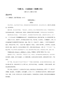 专题05：小说阅读（检测小卷）2022年中考语文二轮复习讲练测