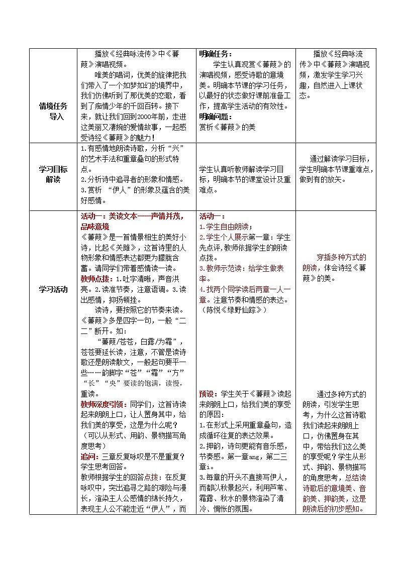 第12课《蒹葭》教案2021-2022学年部编版语文八年级下册第3页