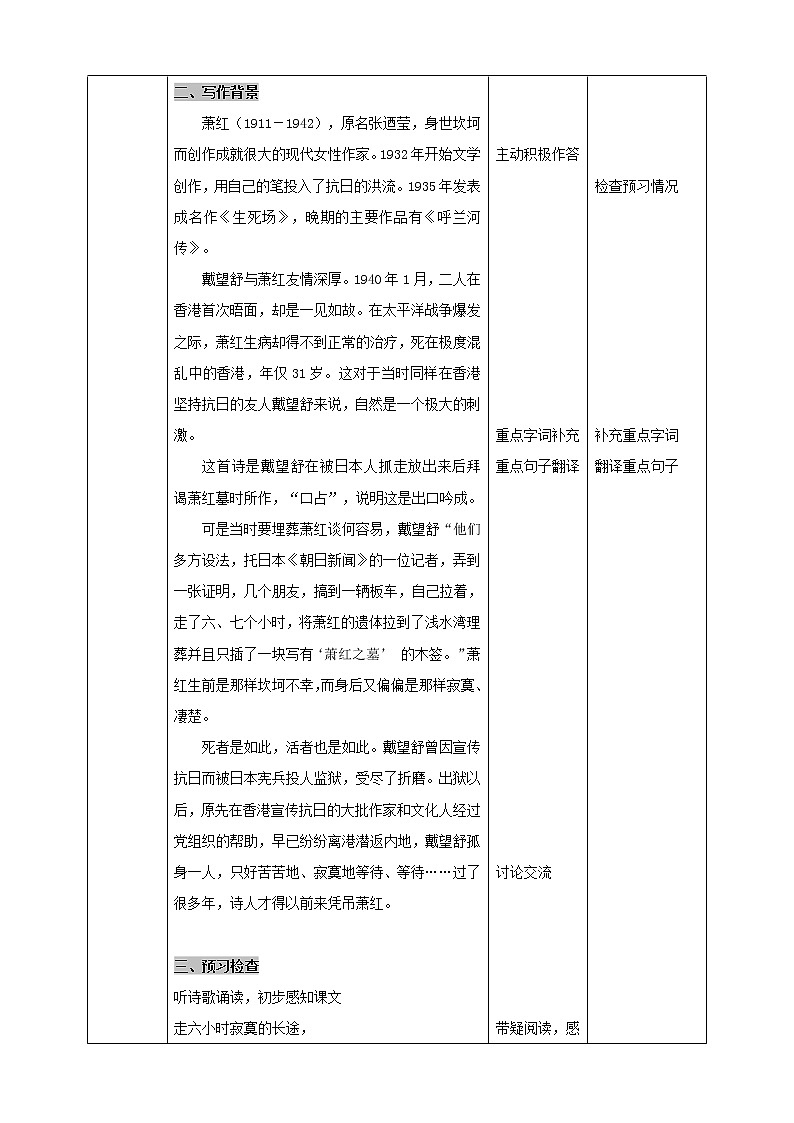 教案 短诗五首：萧红墓畔口占课件PPT02