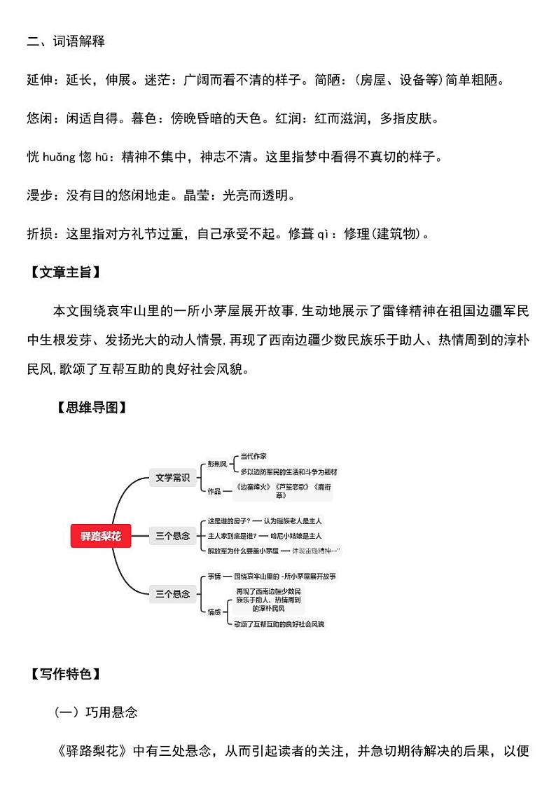 《驿路梨花》专项复习重要考点整理第2页