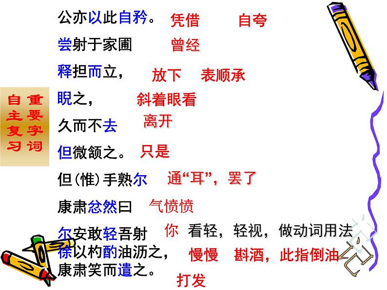 部颁人教版五四制七年级级语文下册《卖油翁》复习课课件PPT第5页