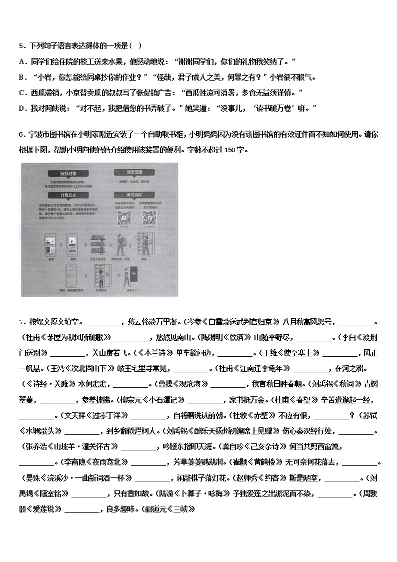 云南省丽江市华坪县重点中学2022年中考语文模拟预测试卷含解析第2页