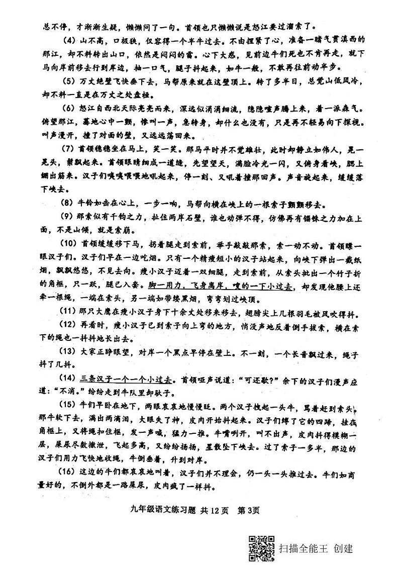 山东省泰安市岱岳区2020届九年级中考二模语文试题（扫描版）及答案第3页