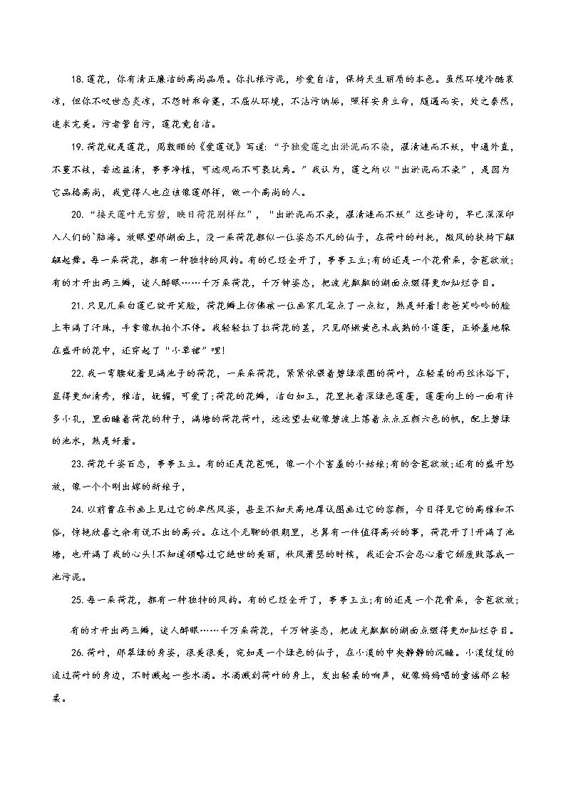 07 荷花-备战2022年中考作文写景优美句子摘抄第3页