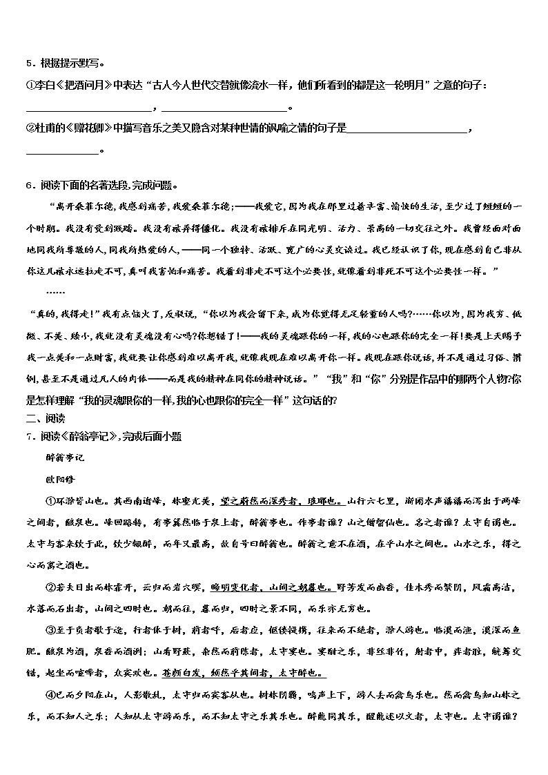 2022年甘肃省武威市中考语文最后一模试卷含解析02