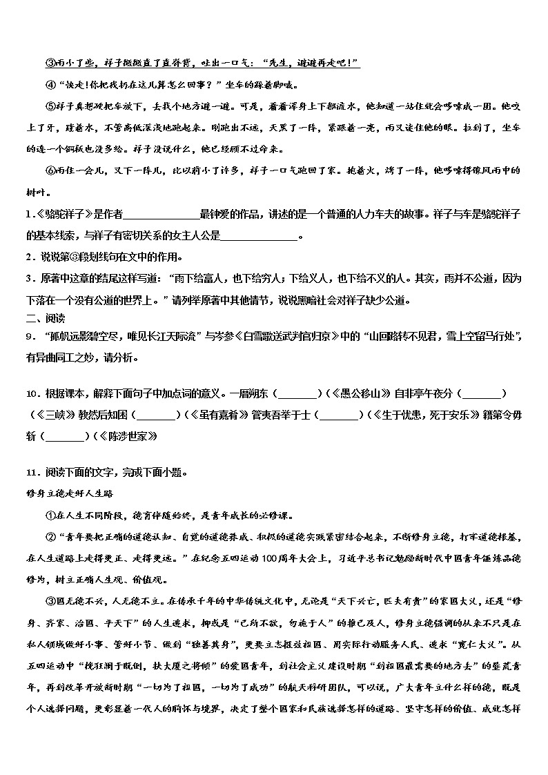 2022年广东省深圳市福田区红岭中学中考语文猜题卷含解析第3页
