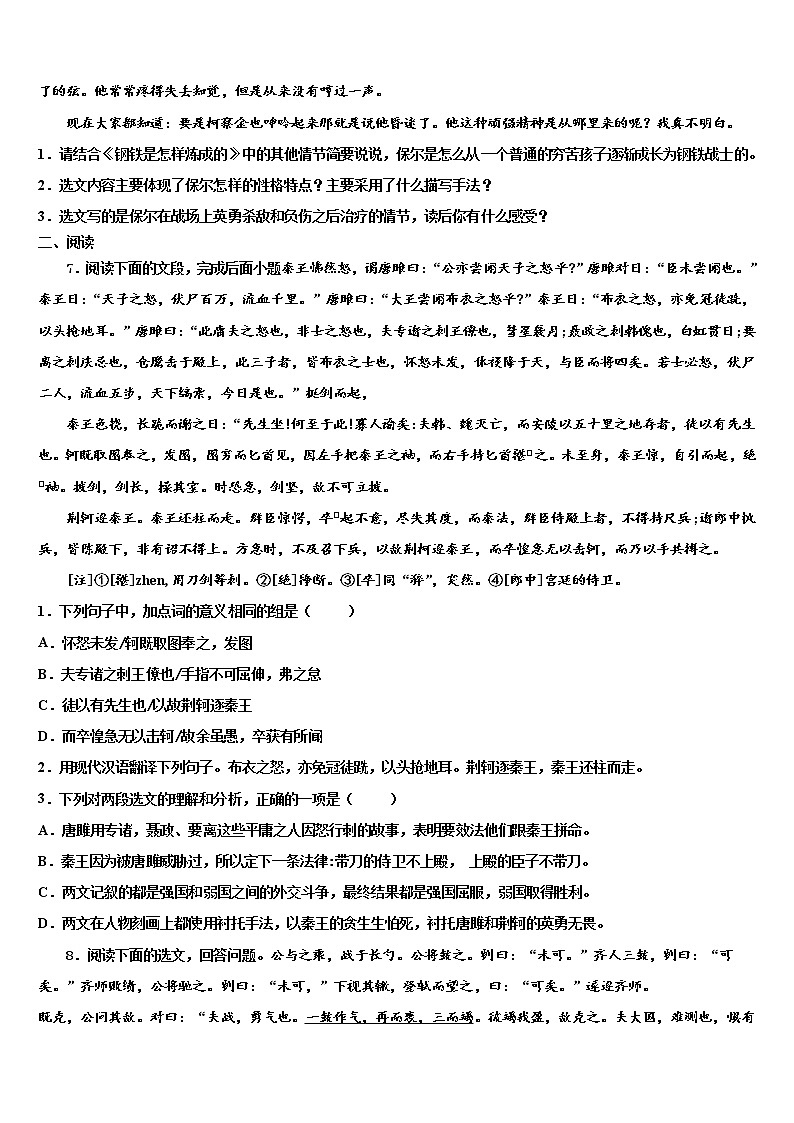2022年山东省安丘市景芝中学中考语文模拟试题含解析第3页